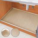 SIKADEER 34" x 22" Under Sink Mat Waterproof, Silicone Mat Kitchen Drawer Shelf and Cabinet Liner, Sink Protector for Kitchen Organizers and Storage, Boot Tray Pet Food Mats (Beige)