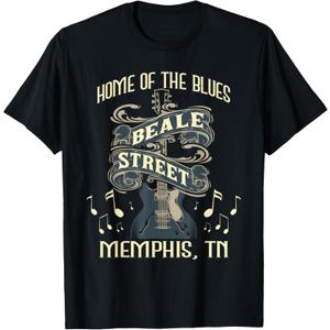 Home of The Blues Beale Street Memphis - Musician Guitarist T-Shirt, L