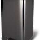 Glad 20 Gallon / 75.5 Liter Extra Capacity Stainless Steel Step Trash Can with CloroxTM Odor Protection, Pewter