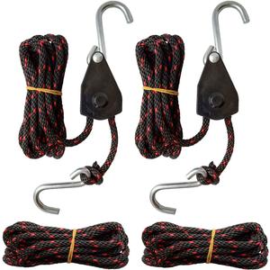 Sentry Ratchet Kayak and Canoe Bow and Stern Tie Downs 1/4" Grow Light Heavy Duty Adjustable Rope Hanger (2-Pack)
