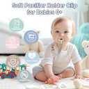 TYRY.HU Ribbon Pacifier Clip Holder,4 Pack Binky Paci Holder Clips, Pacifier Leash for Boys and Girls, Soft Webbing Strap Universal Fits for Most Pacifier, Styles & Teethers(Khaki,Grey,Blue,Green)