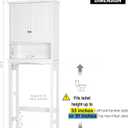 UTEX Over The Toilet Storage Cabinet, Bathroom Above Toilet Cabinet Organizer with Adjustable Shelves, White, 24" W x 9" D x 62" H