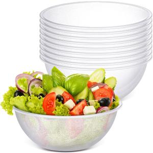 Newtay 10 Pack Large Plastic Serving Bowls Bulk,170 oz Round Disposable Bowls Clear Chip Containers for Salad Popcorn Candy Snacks Fruit Taco Picnic Buffet Party Bar