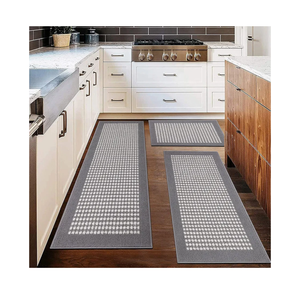 Ileading Kitchen Mat Sets 3 Piece Water Absorbent Kitchen Floor Rugs Non Slip Entrance Runner Rugs Farmhouse Laundry Throw mats Machine Washable Carpet Sets for Indoormat Balcony Garage(Grey)