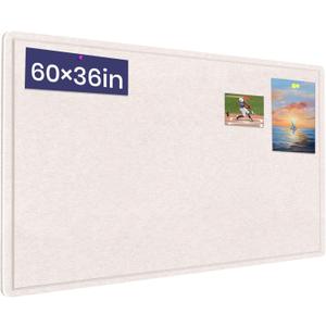 Large Cork Bulletin Board - 60 X 36 Inches With 30 Pushpins, 5' x 3' Pin Board for Walls, Self-Adhesive Felt Vision Board, Foldable Photo Board - Oatmeal