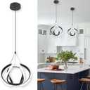 CANEOE Modern Led Pendant Light Fixtures, 5500K Black Pendant Lighting for Kitchen Island, Adjustable Height Hanging Light Fixtures for Dining Room Bedroom Living Room Foyer, 1 Pack