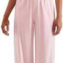 SUUKSESS Women 2 Piece Lounge Workout Sets Outfits High Waisted Wide Leg Pants Sleeveless Cropped Tops Summer(Pink S)