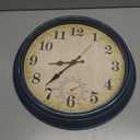 Outdoor Clock Waterproof with Thermometer Wall Clock for Patio Pool Bathroom Kitchen 16 Inch Blue, Large