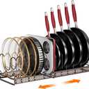 MUDEELA Pots and Pans Organizer under Cabinet, Expandable Pan Lids Organizers inside Cabinet with 12 Adjustable Dividers, Kitchen Storage Organization Pot Holder Cookie Sheet, Cutting Board Organizer