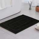 GRANNY SAYS Black Bathroom Rug, Non Slip Bath Mats for Bathroom, Super Soft and Water Absorbent, Microfiber Bath Rugs, Machine Wash Dry, Bath Rugs for Floor, Tub and Shower, 16" x 24"