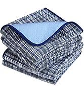 OUTCREATOR® Washable Bed Pads 34" x 76" (Pack of 2) for Incontinence Mattress Protector, Reusable Underpads for Elderly, Adults, Kids, Pets with AntiSlip Bottom (Light Blue Plaid)