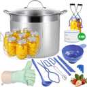 Stainless Steel Canning Pot with Rack and Lid, Large Water Bath Canner, Full Home Canning Supplies Starter Kit (27.5 Quarts, Blue)