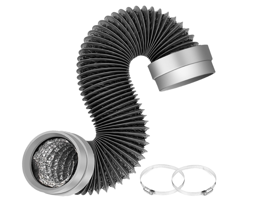 5FT Dryer Vent Hose 4 Inch, 6Layer Heavy Duty Aluminum Flexible Dryer Duct with Rubber Seal Connectors, EasyInstall Heat Resistant Dryer Exhaust Hose for Tight Spaces, Universal Dryer Hose Vent Kit