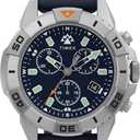 Timex Men's Expedition Ridge Chronograph 42mm Watch - Blue Strap Blue Dial IP Steel Case