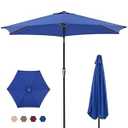OLIXIS 7.5ft Patio Umbrella with Tilt and Crank Button & 8 Sturdy Ribs Waterproof, Patio Table Umbrella Perfect for Poolside, Terrace, Beach and Outdoor Restaurant, Blue