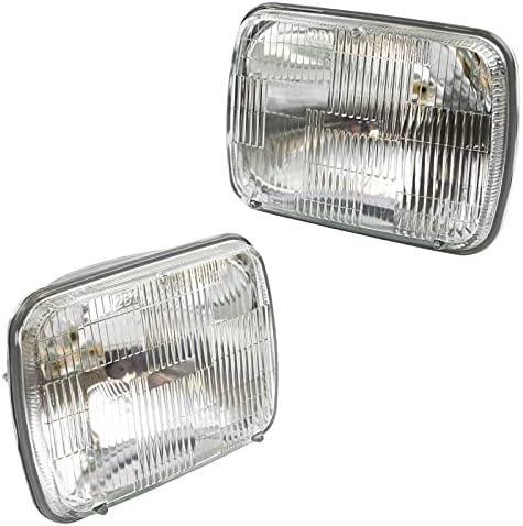 TRQ 2 Piece Headlight Assembly Set Rectangular Driver & Passenger Side Compatible with Chevrolet, Chevy, Dodge, Ford, GMC, Mazda, Mercury, Mitsubishi, Toyota GM2500110 GM2500112 GM2500141 GM2501141, 1 Pac