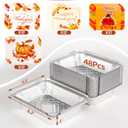 Thanksgiving Aluminum Food Containers With Lids - 48 PCS Disposable Turkey Tin Foil Pans for Leftovers and Party Supplies