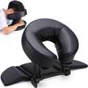 Massage Face Cradle Cushion with Hand Rest Pad, Multifunctional Adjustable Face Down Tabletop Massage Kit for Office Desk & Spa Table Bed, Portable Ergonomic Memory Foam Face Headrest Pillow - Black