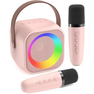 Karaoke Machine for Kids, Toys for 3-12 Years Old Girls Gifts, Kids Karaoke Microphone Machine Toy, Best Fun Christmas Birthday Gifts for 5 6 7 8 9 10 11 Years Teens Girl Boys Pink 2 Mic