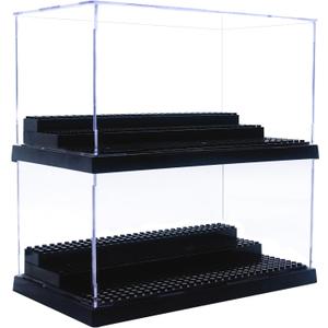 Minifigure Display Case for Action Figures Blocks, Dustproof Acrylic Display Box Storage with 3 Movable Steps for Collection Models Minifigures, Bricks Blocks Toys