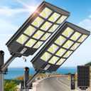 OKPRO 8000W Solar Street Light Outdoor, IP66 Waterproof Solar Lights Outdoor with Motion Sensor & Remote, Dusk to Dawn Commercial Security Lighting for Parking Lot, Yard, Farm, Driveway (2 Pack)