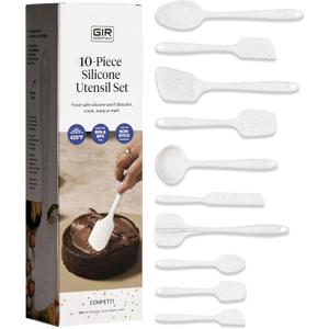 GIR: Get It Right 10-Piece Silicone Essentials Kitchen utensils set - Ladle, Spatula, Flip, Spoon & Spoonula - Non toxic cooking utensils for Nonstick Cookware, Cooking and Baking - Confetti