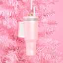 Xo, Fetti Pink Water Bottle Ornament - 1 pc | Pink Glitter Christmas Tree Decorations, Holiday Party Supplies, Cute Winter Gift, Stocking Stuffer