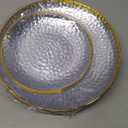 Rubtlamp 100Pcs Clear Gold Plastic Plates, Disposable Plates With Gold Rim, Heavy-duty Party Platos, Hammered Plastic Plates Include 50 Clear Dessert Plates, 50 Dinner Plates for Party