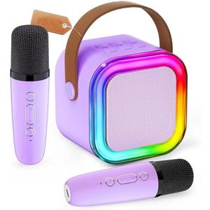 Mini Karaoke Machine for Kids, 2026 TOP Toys Birthday Gifts Ideas for Girls Ages 4, 5, 6, 7, 8, 9, 10, 12+ Years Old, Portable MP3 Player with 2 Wireless Mics for Family Home Party