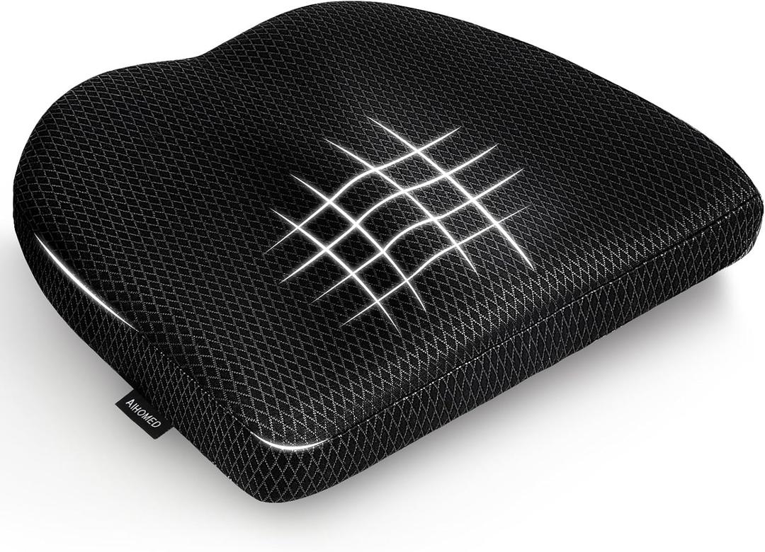 Office Chair Cushion - Breathable Pressure Relief Seat Cushion with Hours Sitting on Gaming/Car/Wheelchair, Extra-Dense Air Fiber for Orthopedic Coccyx, Sciatica & Hip Support (Black)