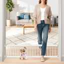 Metal Short Dog Gate - 16.5"-44" Adjustable Extra Wide, 10" Tall Pressure Mount Indoor Pet Gate, Easily Step Over Dog Gates with 3 Extension Kits, Small Puppy Gate for Doorways & Stairs