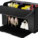 XDV Double-layer Trunk Organizers, Double door Car Storage Solutions and High heel shoes Storage Organizers for SUVs, Sedans, Back Seats and Luxury Vehicles with Lid, Leather, Small, Large (Black, L)