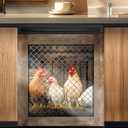 23 W x 26 H inches Dishwasher Cover Decorative Magnet Rooster Kitchen Dishwasher Covers for The Front Dishwasher Door Magnet, Large