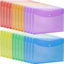 24 Packs Expandable Plastic Envelopes Poly Envelopes with Snap Button, Document File Folder Organizer for Work, Office, School, Legal Size, 6 Colors (Multicolored)