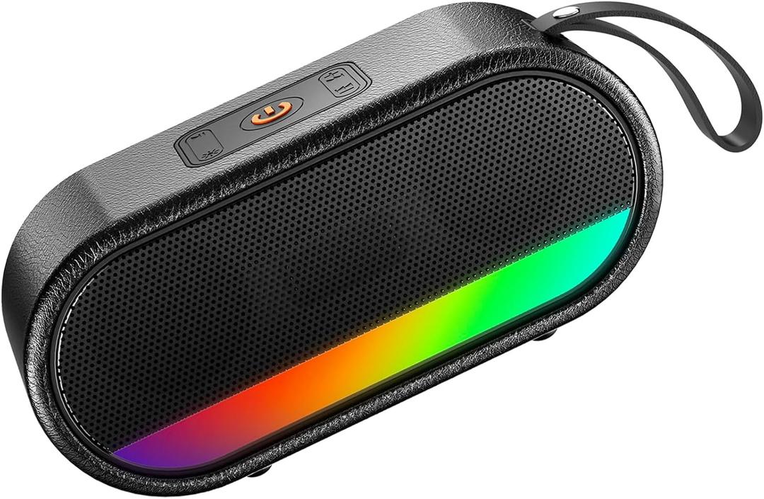 Portable Bluetooth Speaker, Clear Sound, Bluetooth 5.3, Wireless Speakers with Colorful LED Lights, Punchy Bass for Outdoor, Home, Party, Beach, Birthday Gift