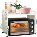 loyalKBS Expandable Microwave Stand Countertop, Heavy Duty Over Microwave Shelf Countertop, 2 Tier Metal Microwave Oven Rack Shelf for Kitchen Tabletop with 4 Hooks,Holds 160lb,Height Adjustable,White