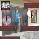 Magic Mesh Elite- More Durable Magnetic Screen Door, Reinforced Seam Mesh Curtain Keeps Bugs Out, One Panel Hook & Loop Frame, Strong & Hidden Magnets- Fits Single Doors up to 39 x 83 Inches