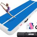 AWSUM Inflatable Air Gymnastics Mat 10ft/13ft/16ft/20ft/23ft Training mat 4/8 inches Thick tumbling mat with Electric Pump for Home/Gym/Outdoor (Blue/White)