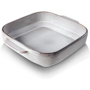 KOOV Ceramic Bakeware, 8x8 Baking Dish, Square Baking Pan, Ceramic Baking Dish, Brownie Pans for Cake Dinner, Kitchen, Reactive Glaze (Variable Grey)
