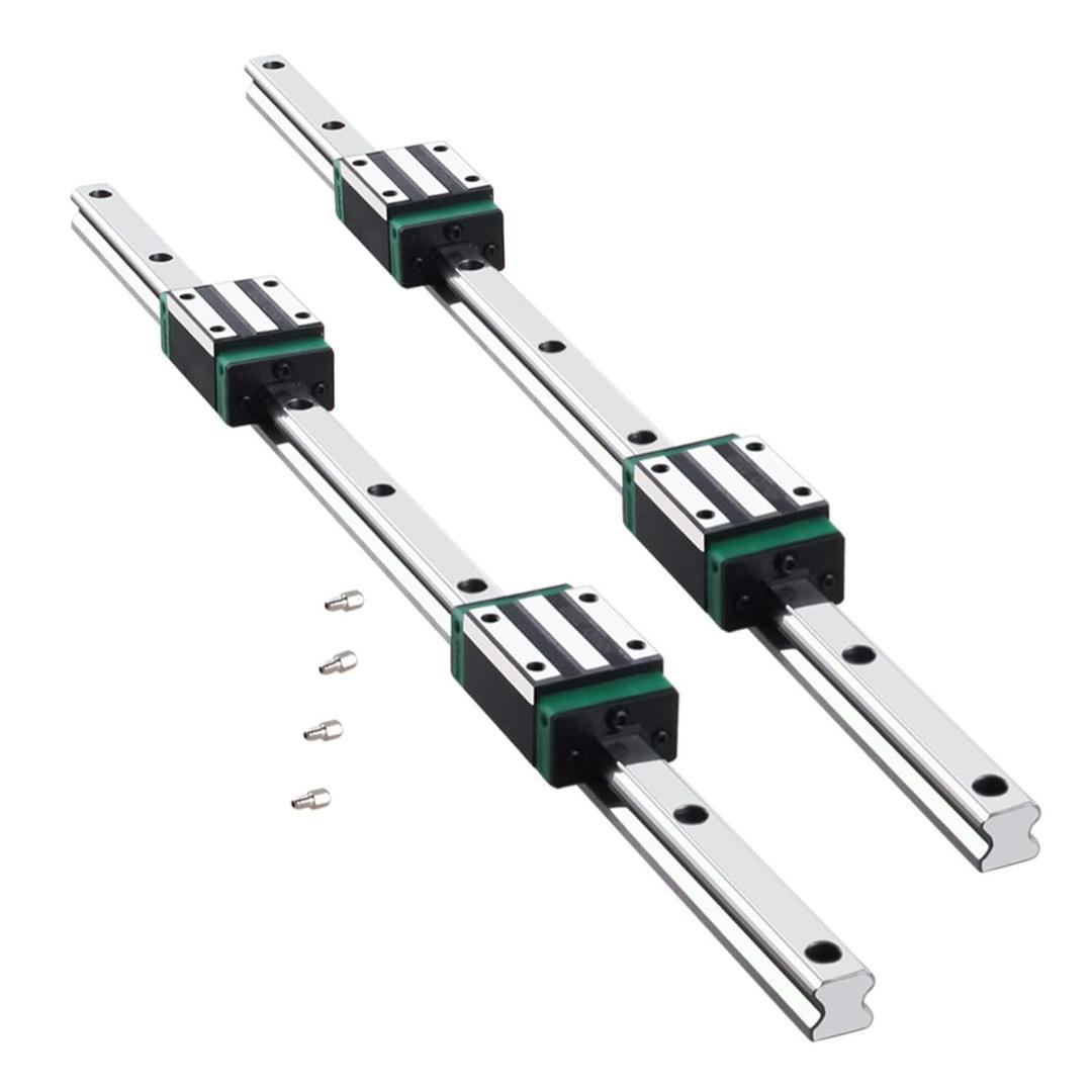 Linear Rail 2PCS HGR15 400mm Linear Guide Rail HGH15CA HGH15 Linear Slide Rail + 4PCS HGH15CA Carriage Slider Block CNC Kit for DIY CNC Routers Lathes Mills