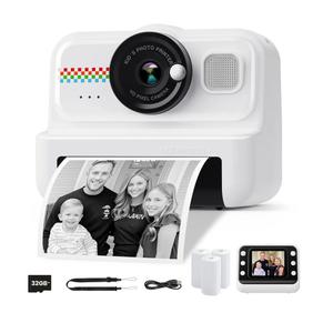 Kids Instant Print Camera, 1080P HD Kids Camera Instant Print with 3 Rolls Print Paper & 32GB Card, Ideal Kid Toys Gifts for Boys & Girls Age 3-14 (Black