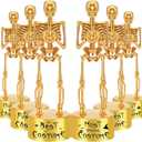 6 Pack Halloween Trophies Best Costume Skeleton Trophies Contest Plastic Gold Awards for Adults Party Favor Party Game Prizes