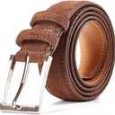 Ximraood Men's Genuine Leather Suede Belts Casual Dress Belt 1 3/8" Wide (Brown)
