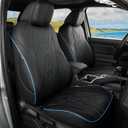 EKR Custom Fit Tacoma Car Seat Covers for Select Toyota Tacoma (Petrol) 2024 2025 2026 Double cab SR,SR5,TRD Sport,TRD Off-Road,Limited -Full Set,Leather (Black with Blue Trim)