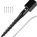 No Dig Ground Screw Anchor - Black Post Stake for 4x4 Wood Posts, Includes Lag Bolts & 27" Rebar, for Mailbox Posts and Fence Posts Anchor, 1 Pack