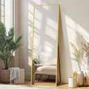 Delma Full Length Mirror,Large Floor Mirror with Aluminum Frame for Bedroom, Bathroom, Living Room,Wall Mount or Freestanding Design 'with Stand,Rect 56x15-Gold'