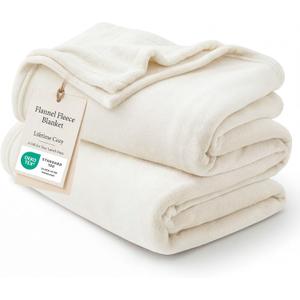 Bedsure Fleece Throw Blanket for Couch Cream - Lightweight Plush Fuzzy Cozy Soft Blankets and Throws for Sofa, 50x60 inches