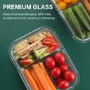 HOMBERKING 8 Pack Glass Meal Prep Containers 3 Compartment, 36oz Glass Food Storage Containers with Lids, Airtight Glass Lunch Bento Boxes, BPA-Free & Leak Proof (8 lids & 8 Containers) - Pink