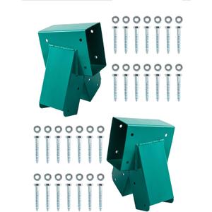 Swing Set Brackets - Heavy Duty Steel Kit, 2 DIY Wooden Swing Hardware Bracket, Playground Equipment Parts, with Mounting Accessories, for Outdoor Play, Green
