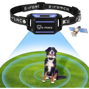 E-FENCE GPS Wireless Dog Collar Fence System,Electric Dog Collar Fence,Adjustable Warning Strength,Pet Containment System, Outdoor Use Only,Rechargeable (1PACK)